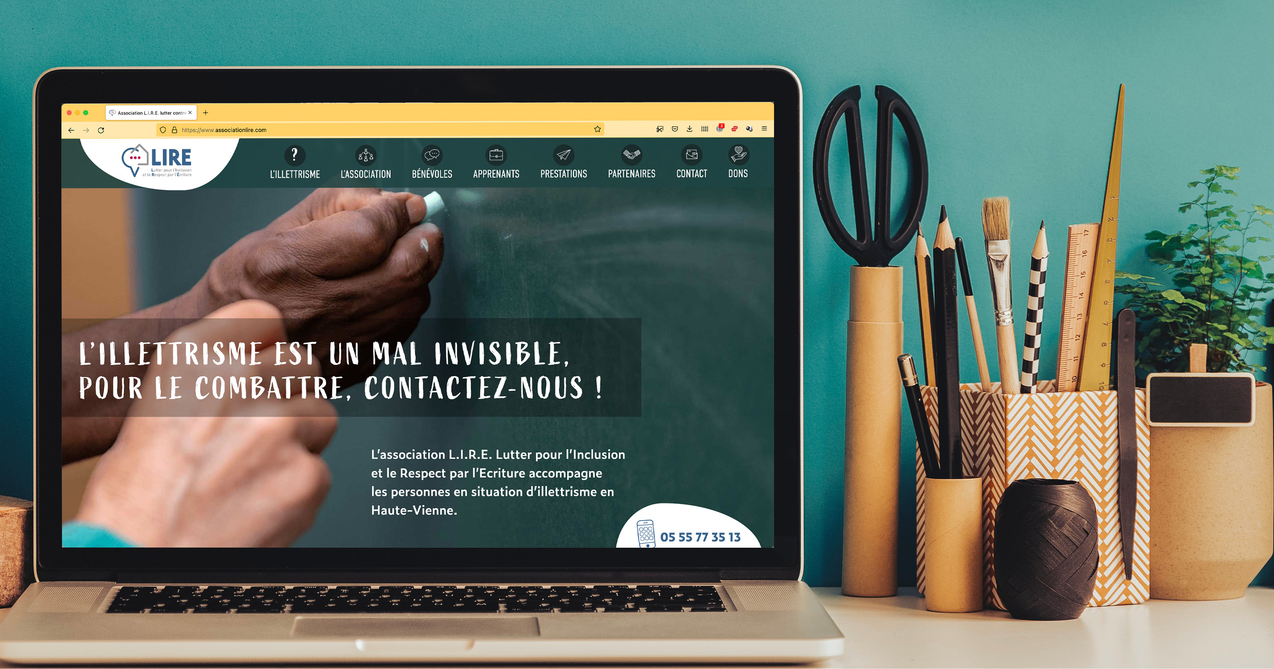 mock up site web Association LIRE Agence La belle Verte